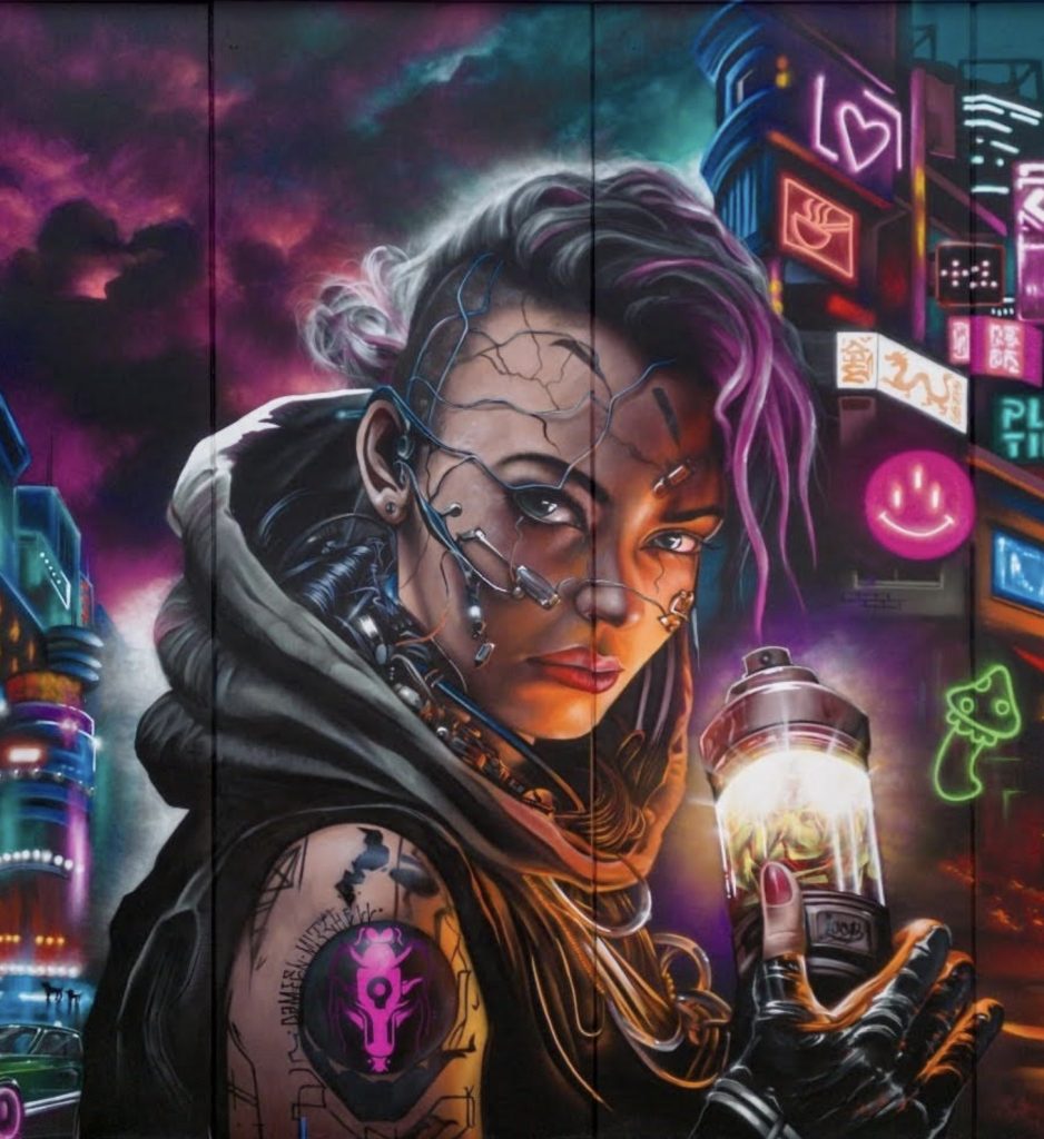 A mural by the mural artist, Damien Mitchell